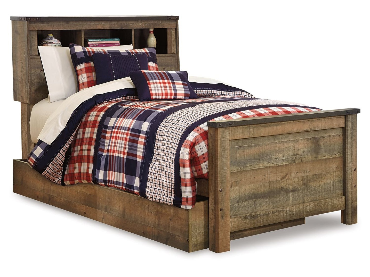 Trinell - Twin Bookcase Bed With 1 Large Storage Drawer - Brown