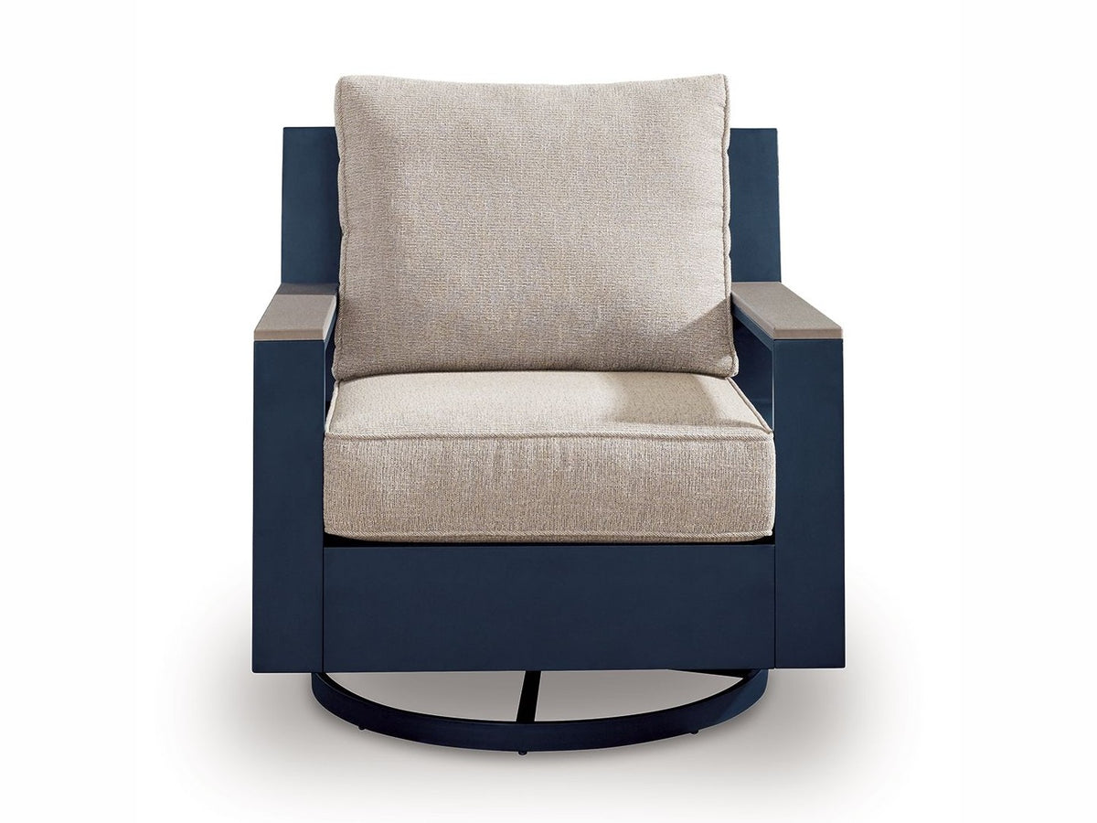 East Beach - Swivel Glider Chair With Cushion - Blue