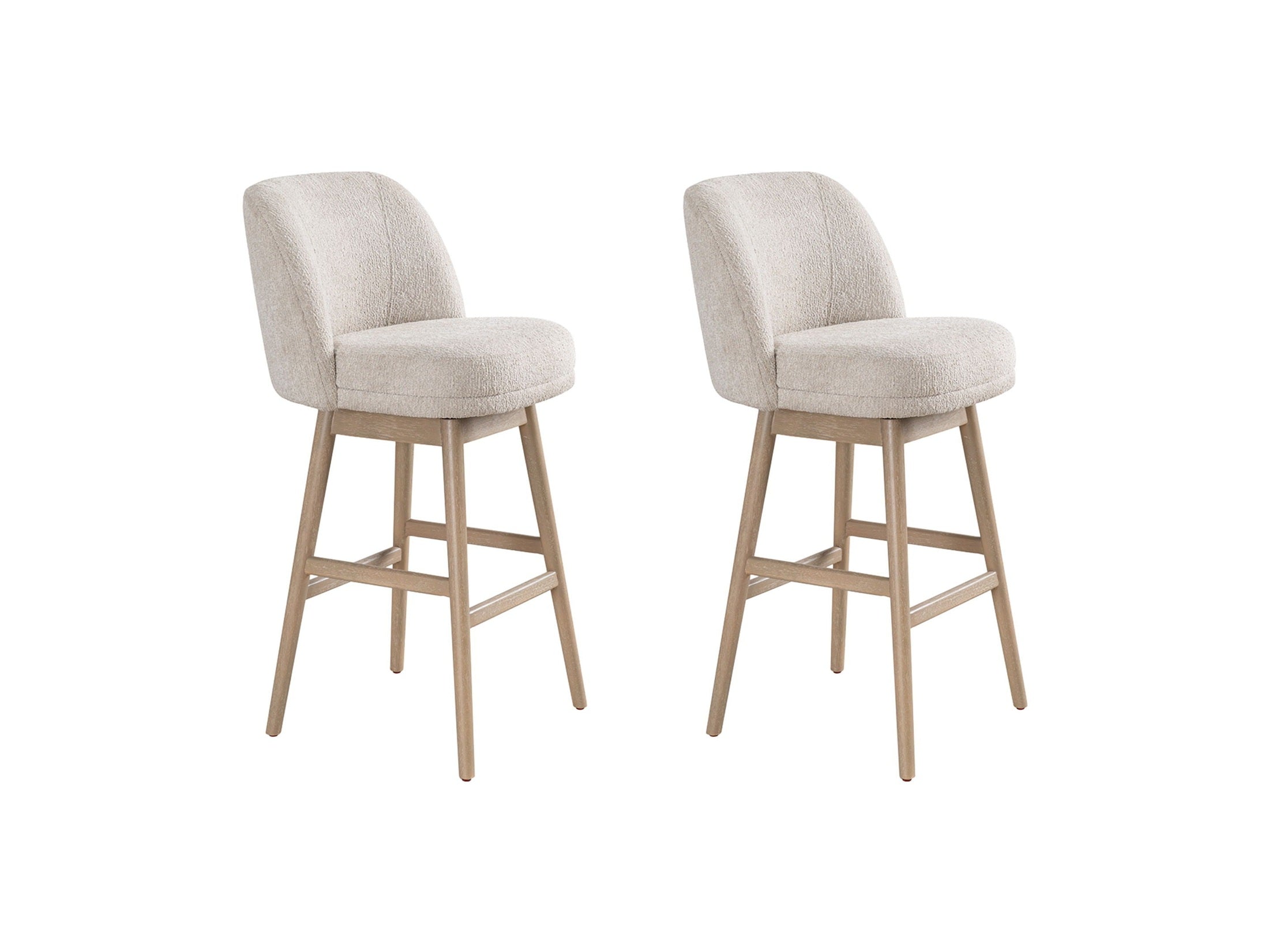 Sadie - Solid Wood Upholstered 30" Bar Height Swivel Barstool