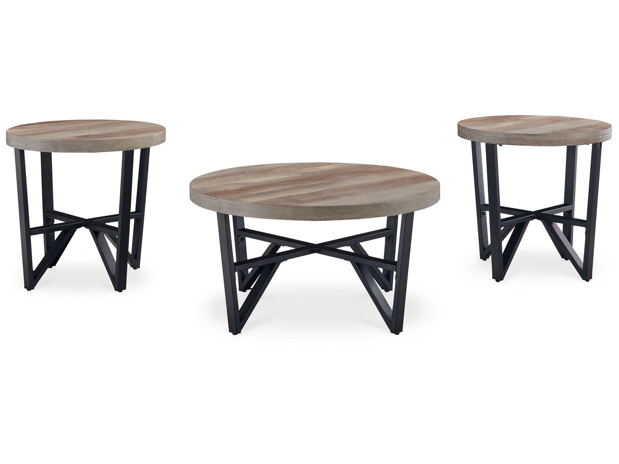 Deanlee - Occasional Table Set (Set of 3) - Grayish Brown / Black