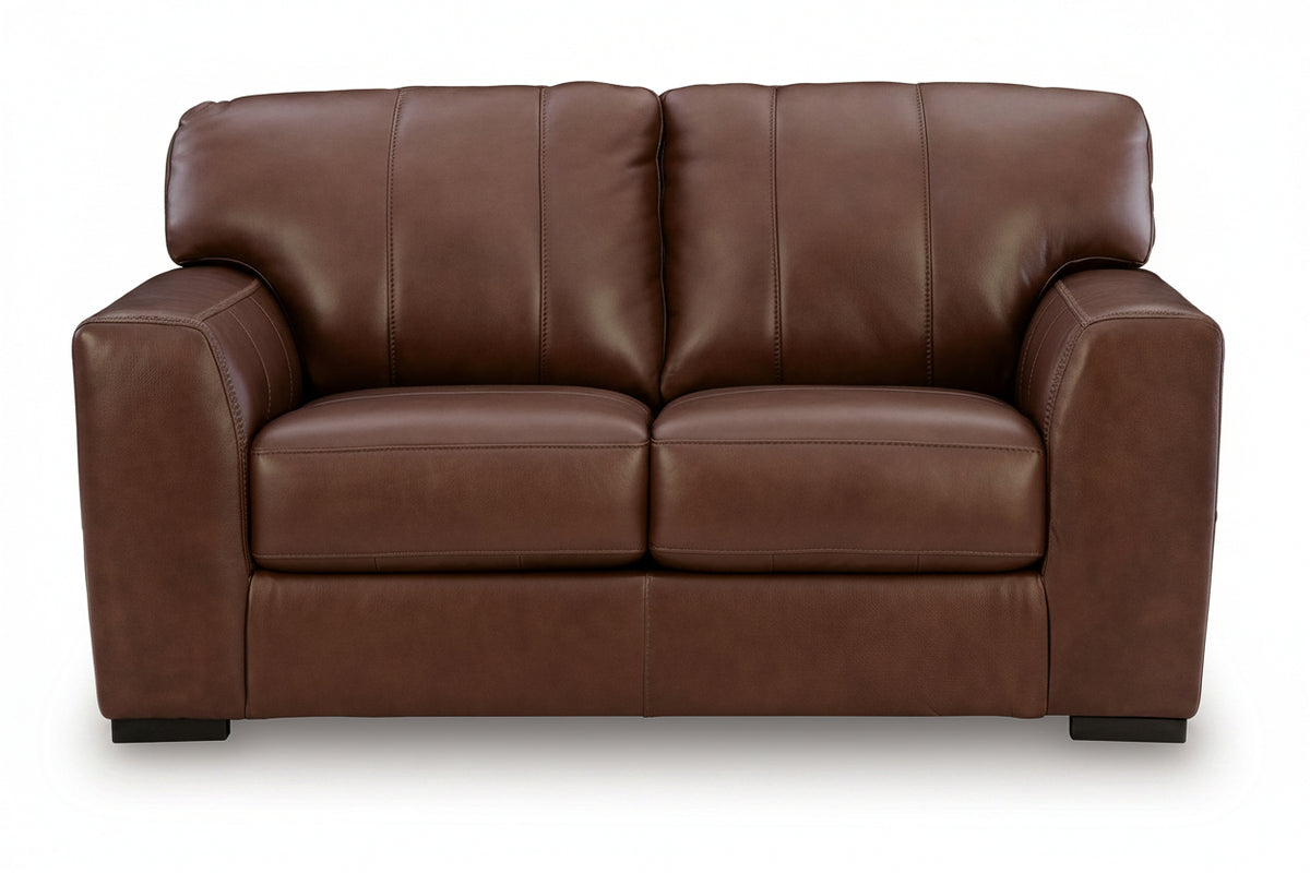 Brown leather sofa on a white background