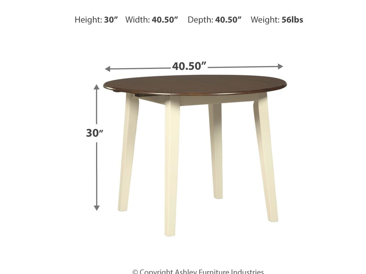 Woodanville - Round DRM Drop Leaf Table - Cream / Brown