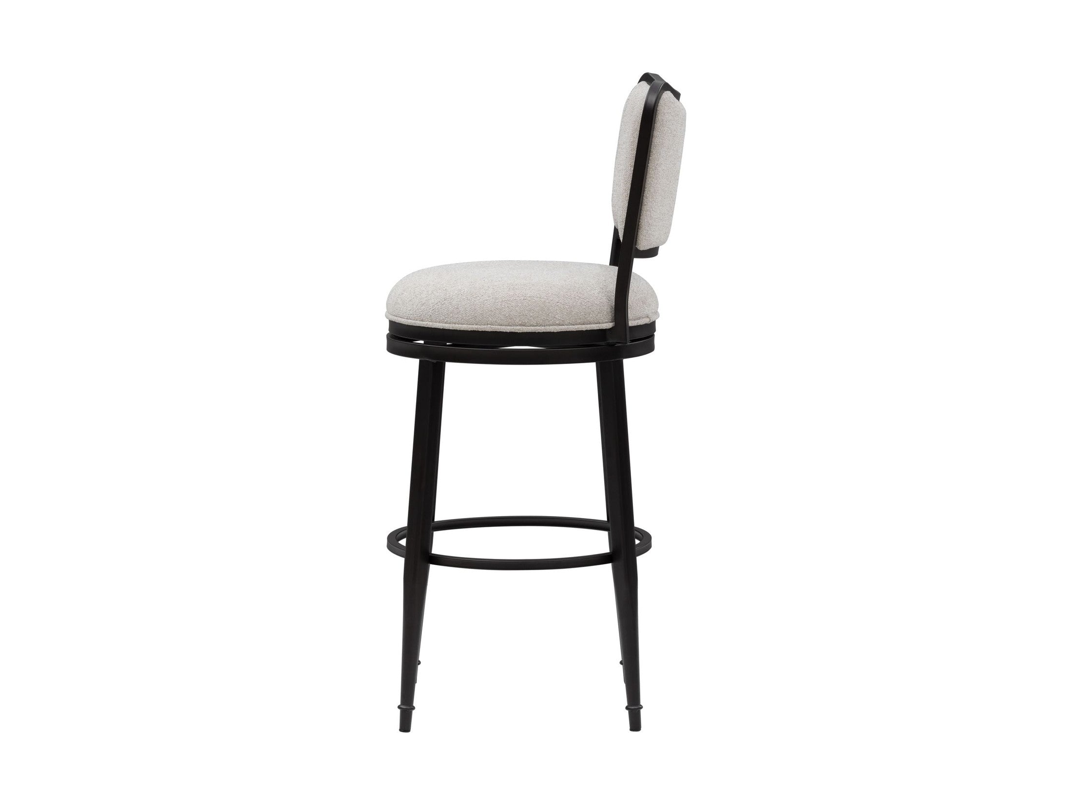 Baxter - Steel Frame Fabric Upholstered Swivel Bar Height Barstool