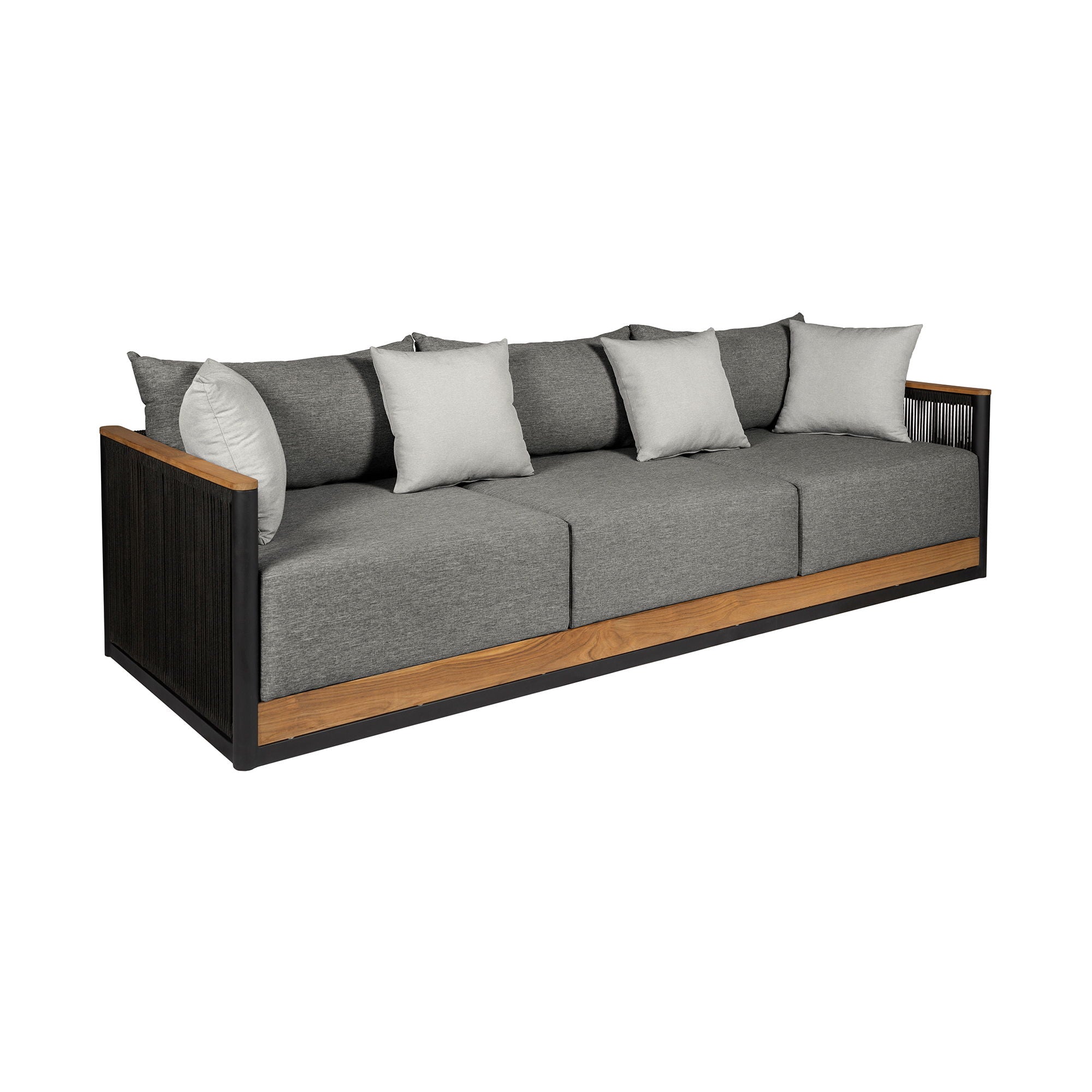 Artesia - 4 Piece Outdoor Patio Conversation Set - Teak / Dark Gray