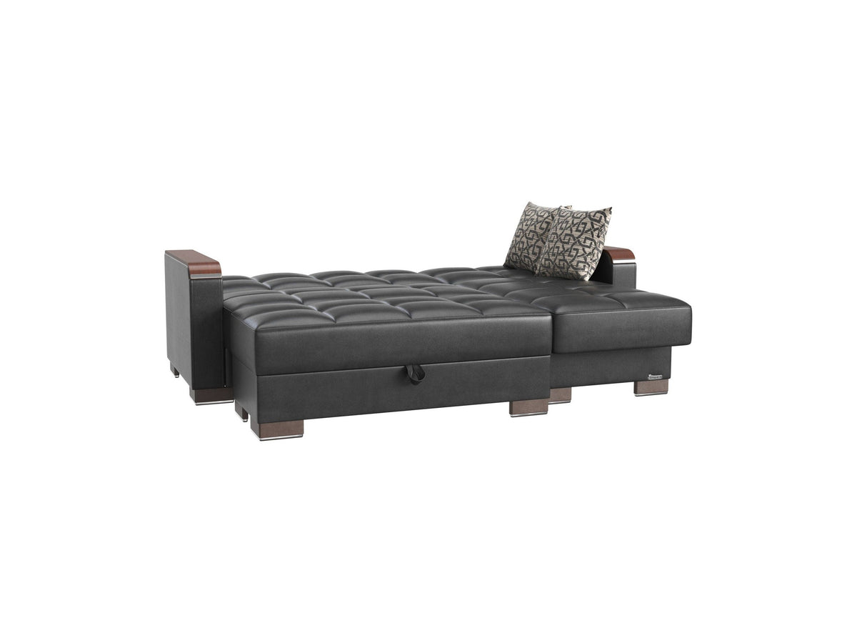 Ottomanson Armada X - Upholstered Convertible Wood Trimmed Chaise Lounge With Storage