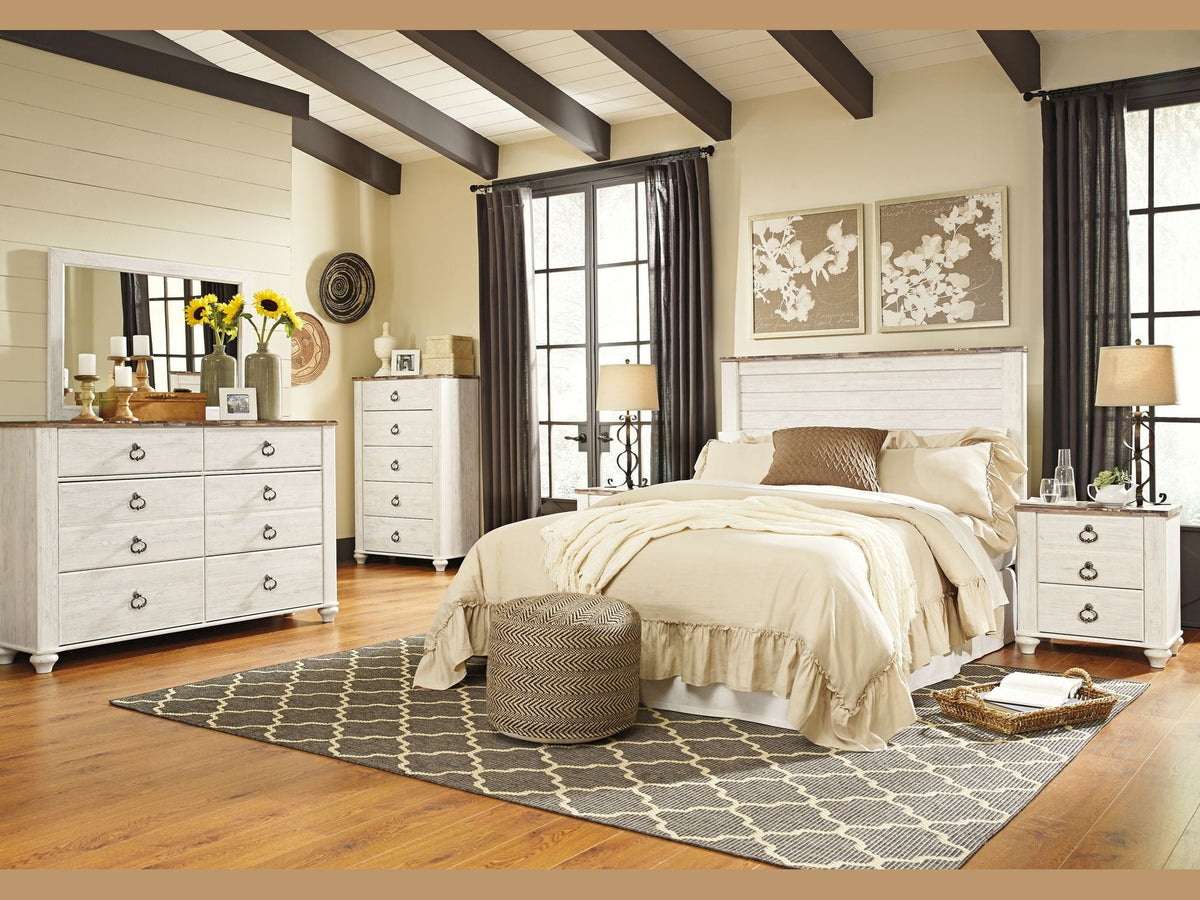 Willowton - Five Drawer Chest - Brown / Beige / White