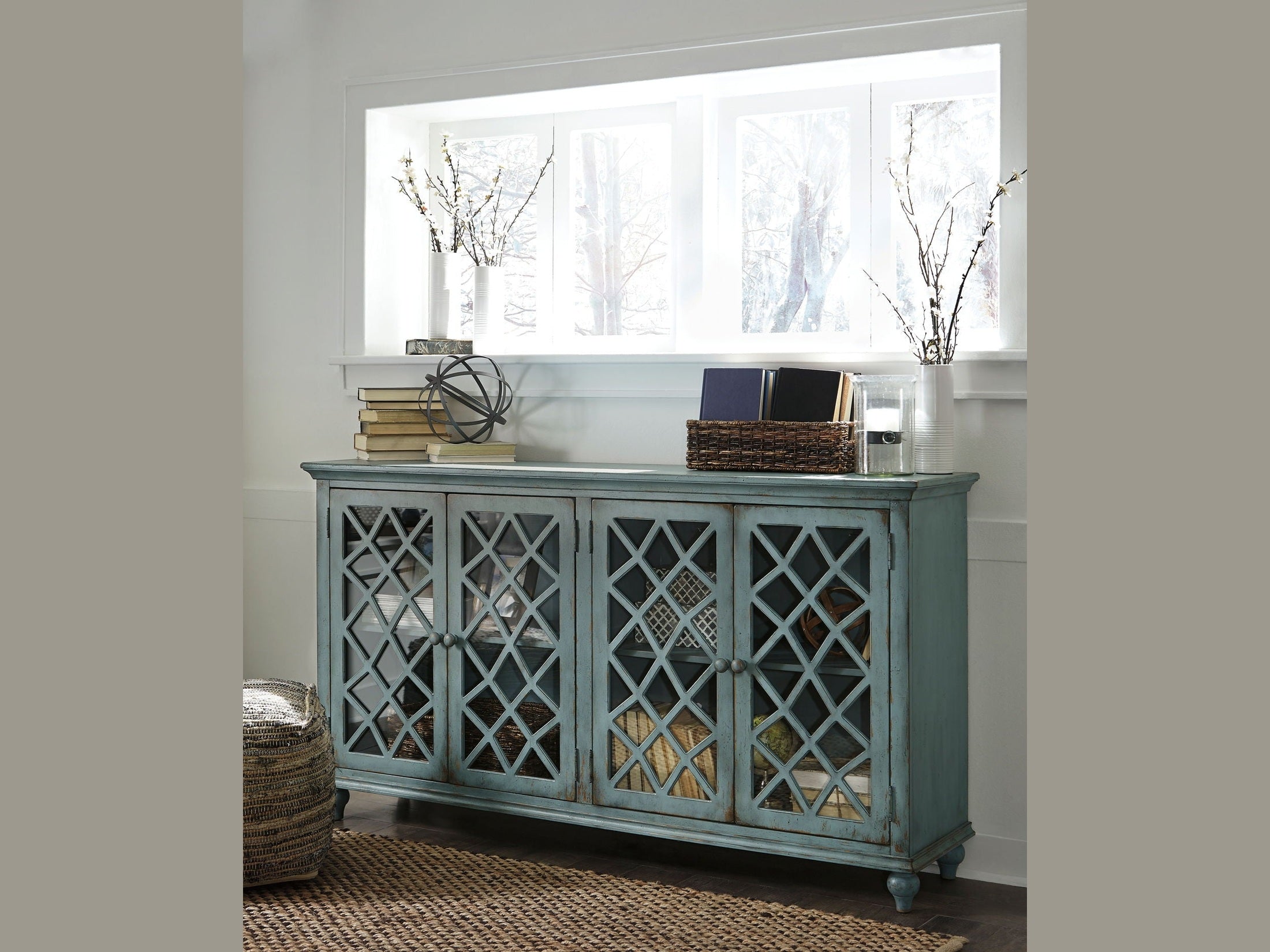 Mirimyn - Accent Cabinet - Vintage Finish - Antique Teal