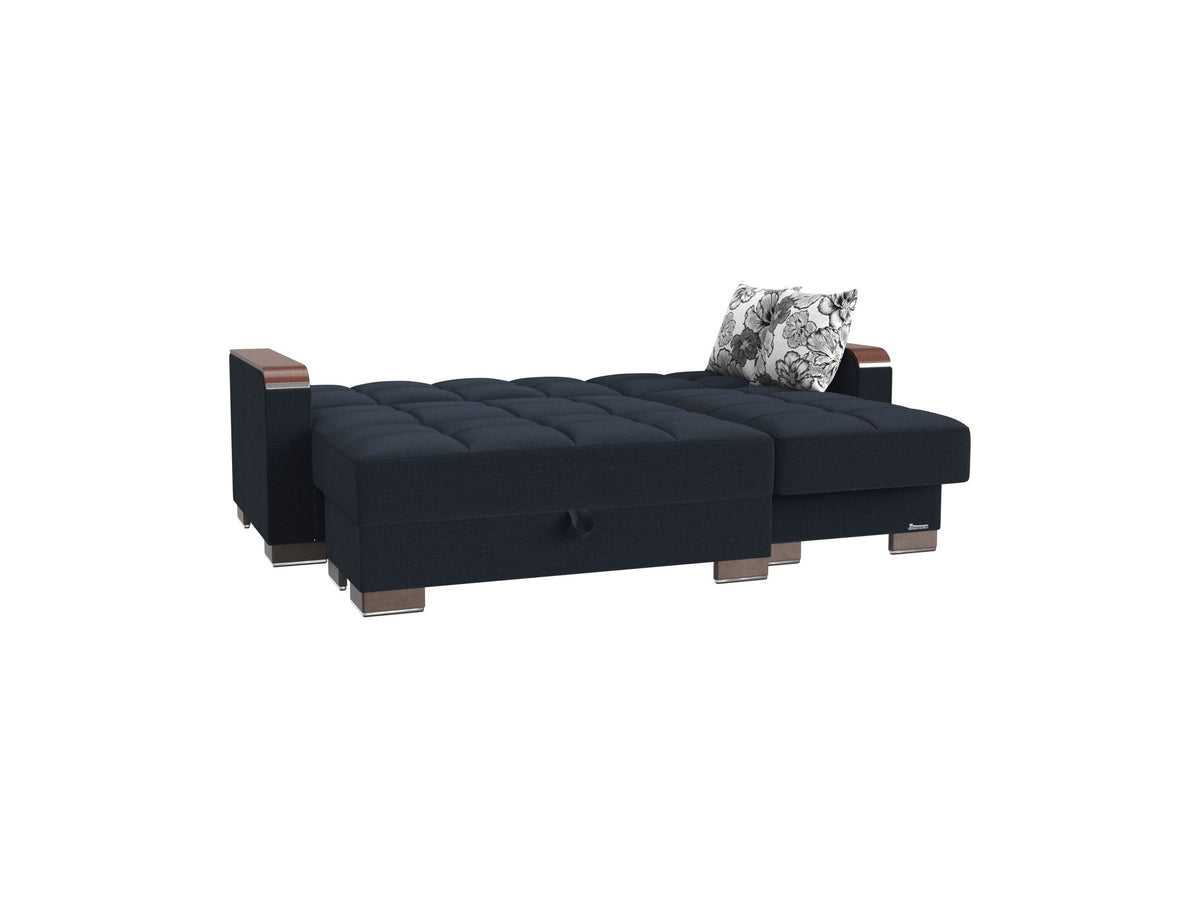 Ottomanson Armada X - Upholstered Convertible Wood Trimmed Chaise Lounge With Storage - Polyester