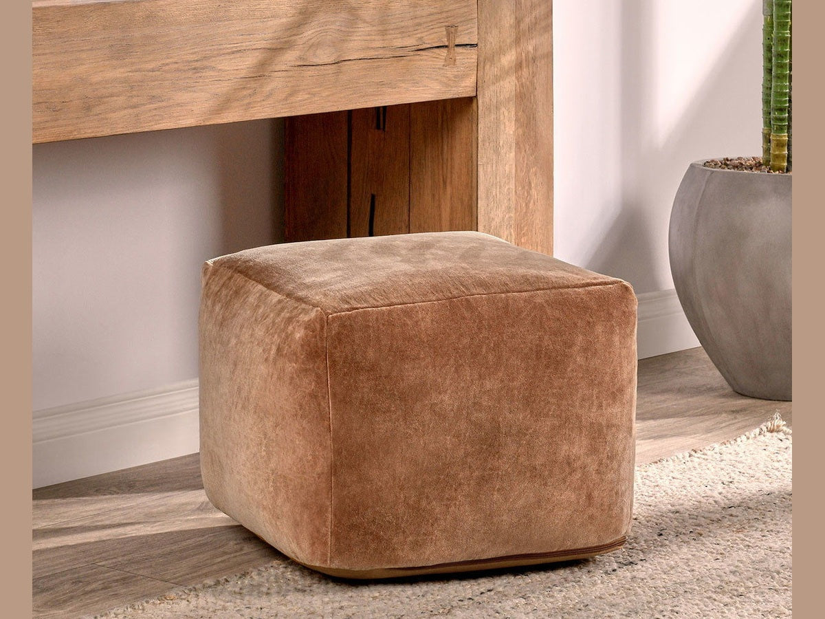 Heirloom - Velvet Pouf - Hazel
