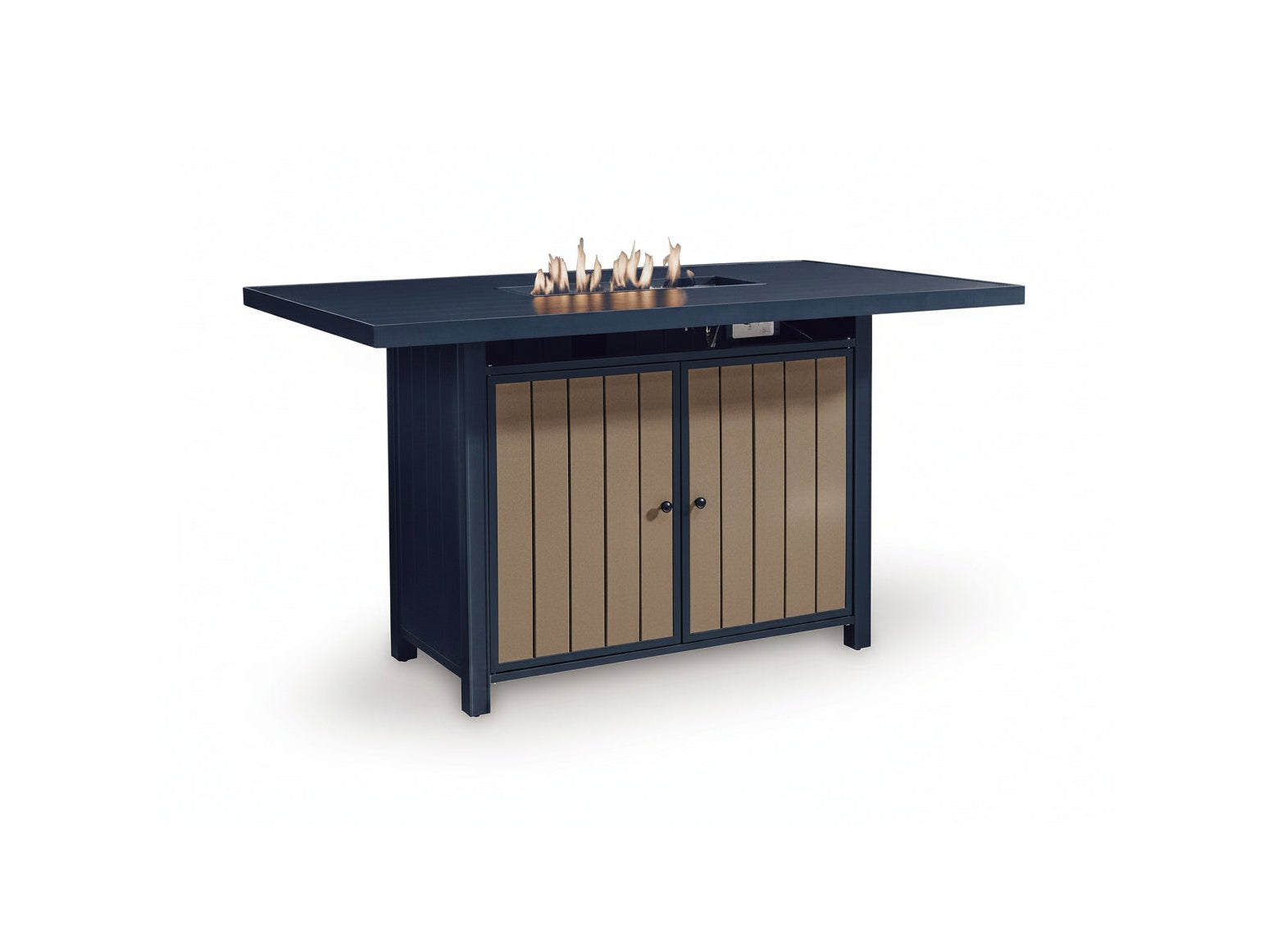 Outdoor bar with fire pit on a white background