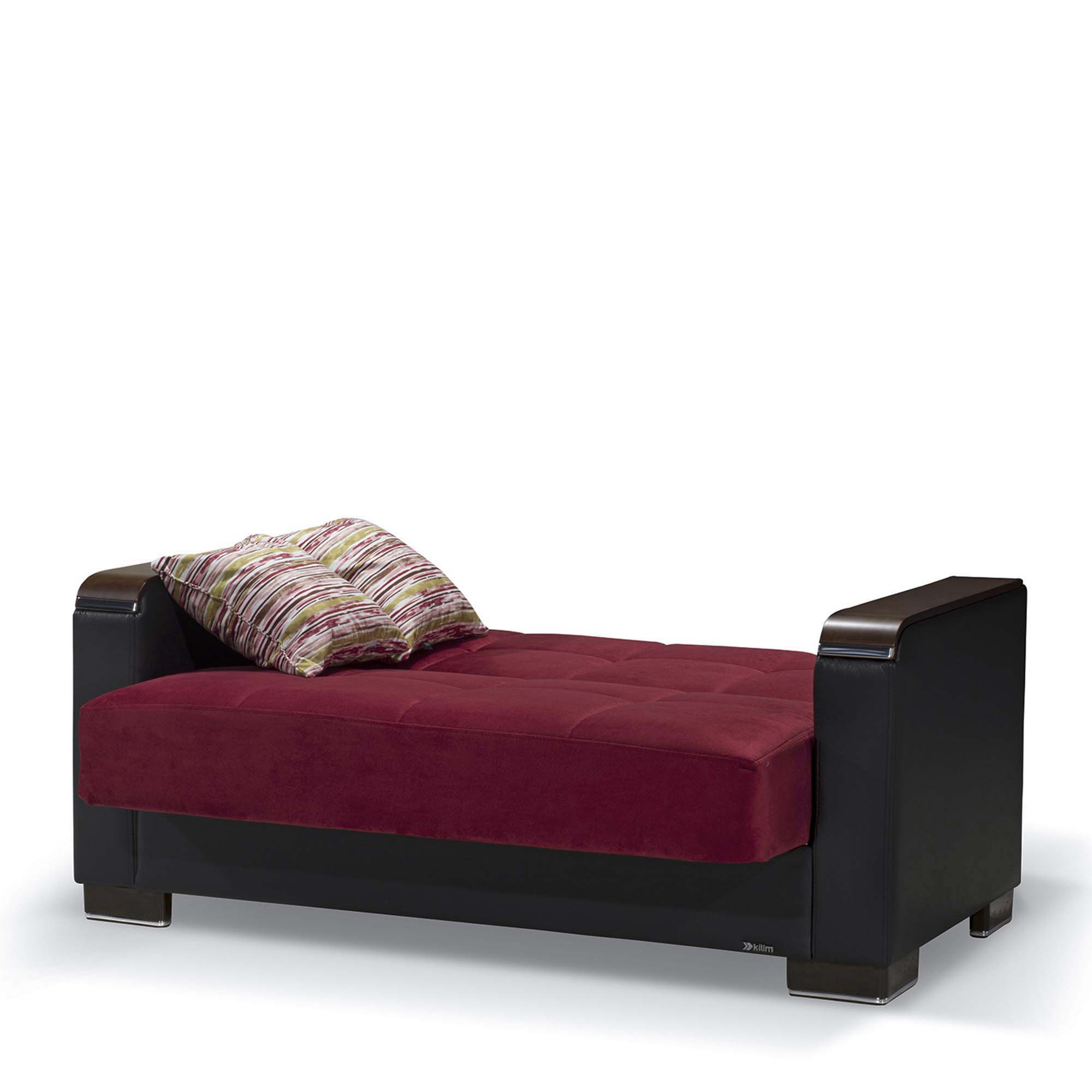 Ottomanson Armada X - Upholstered Convertible Wood Trimmed Loveseat With Storage - Microfiber