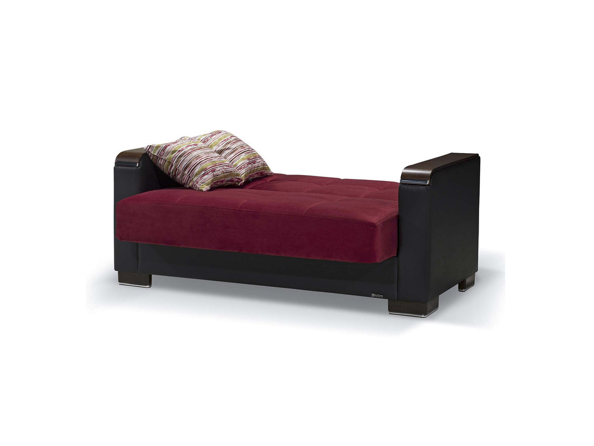 Ottomanson Armada X - Upholstered Convertible Wood Trimmed Loveseat With Storage - Microfiber