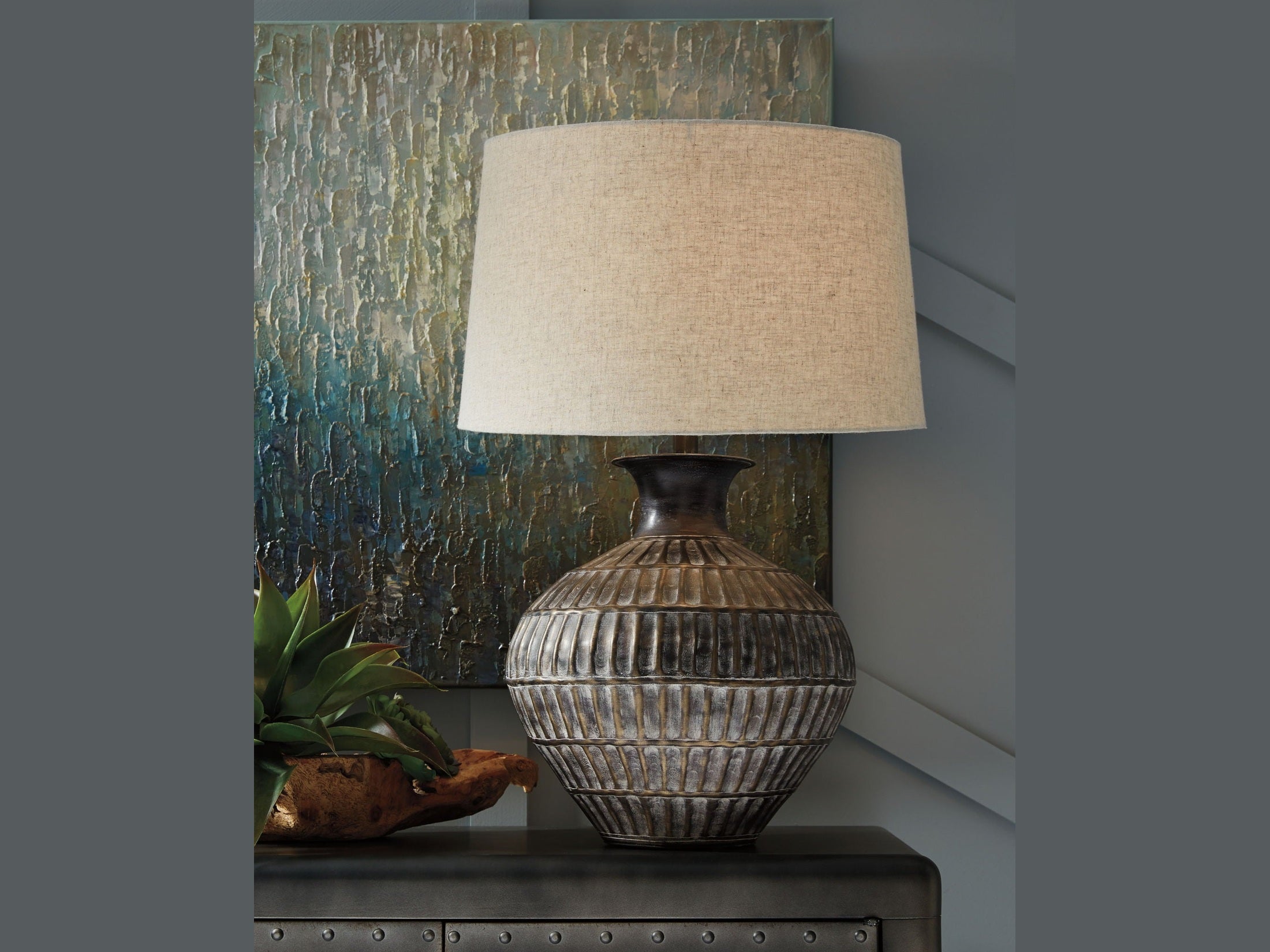 Magan - Metal Table Lamp  - Antique Bronze Finish