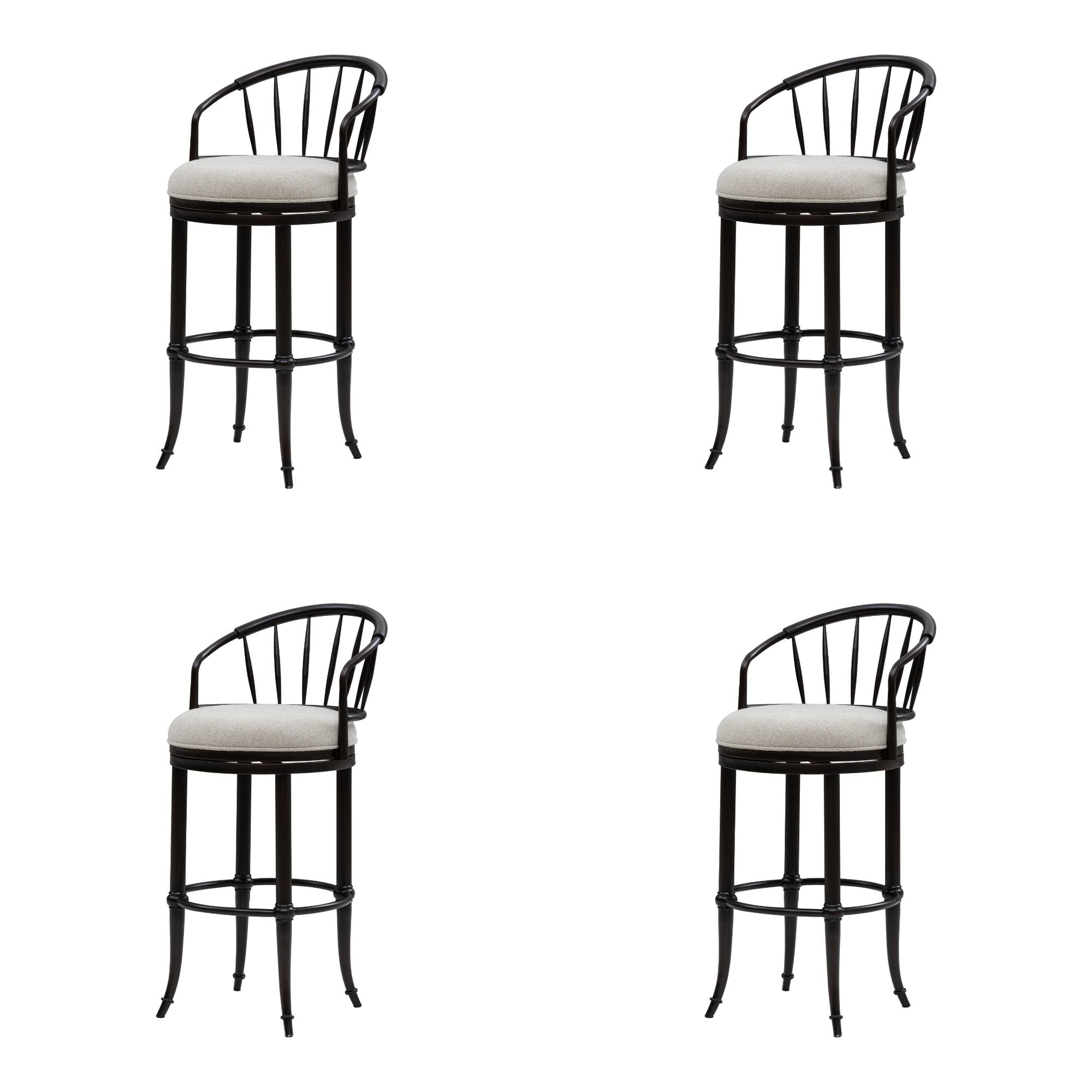 Luther - Commercial Grade Steel Frame Fabric Upholstered Swivel Bar Height Barstool