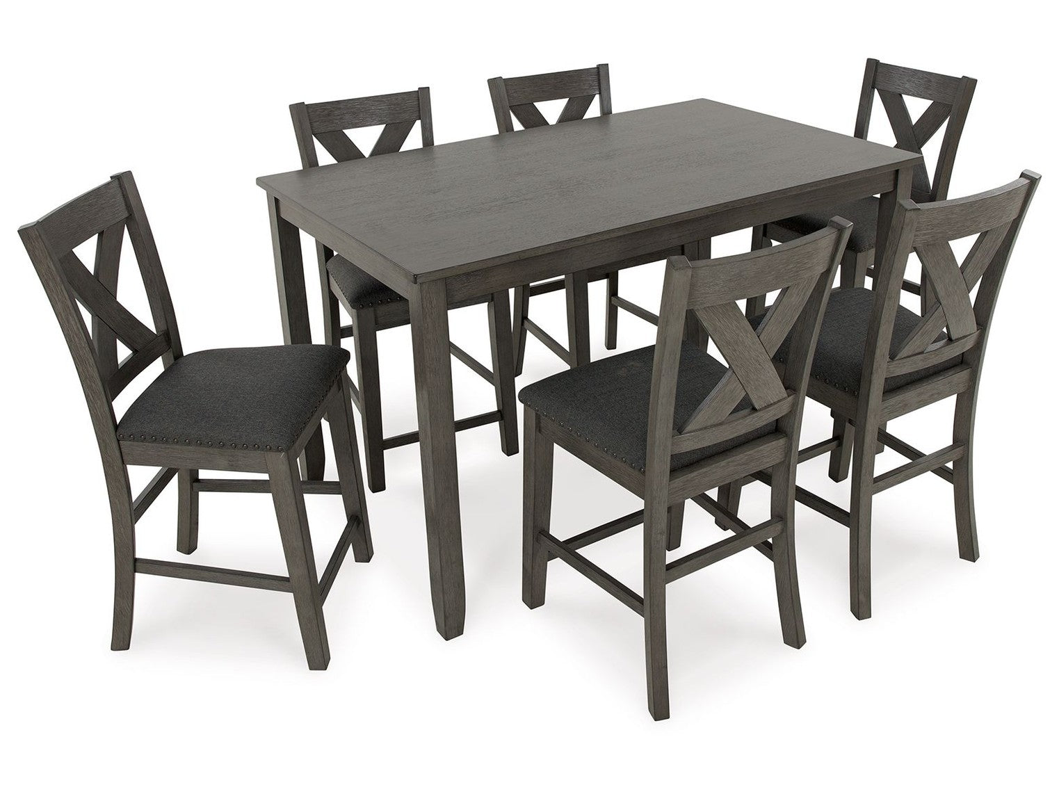 Caitbrook - Rect Drm Counter Table Set (Set of 7) - Gray