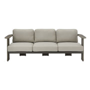 Ciela - Outdoor 3 Seat Sofa With Rattan Trim Aluminum Frame And Clouded Taupe Cushions - Dark Bronze / Gray