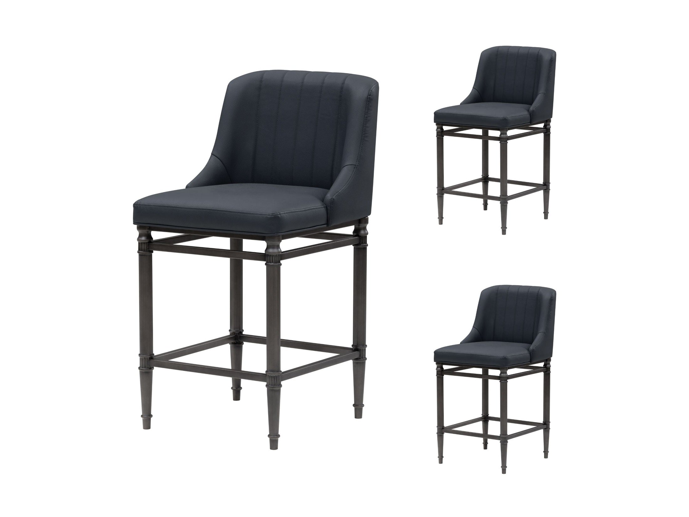 Marvin - Steel Frame Faux Leather Upholstered Counter Height Barstool