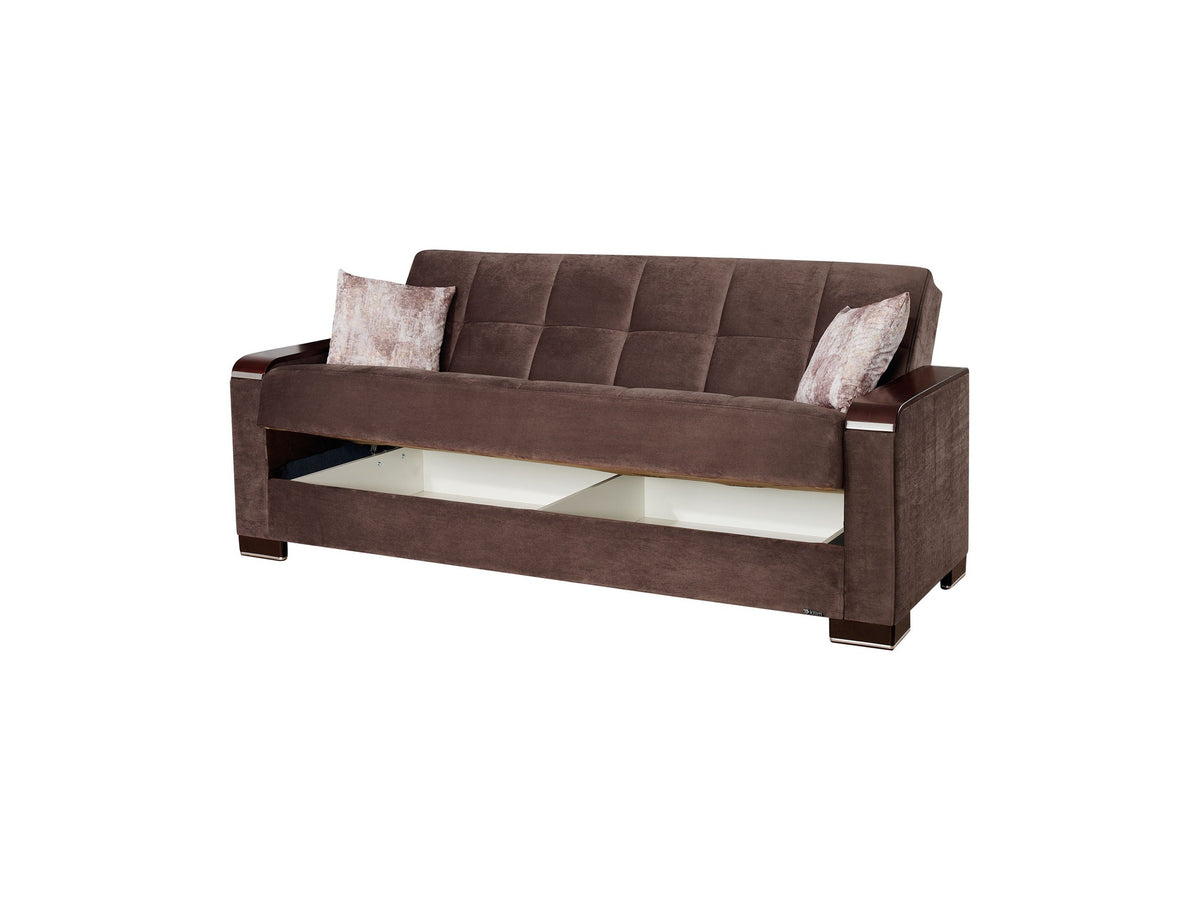 Ottomanson Armada X - Upholstered Convertible Wood Trimmed Sofabed With Storage - Microfiber