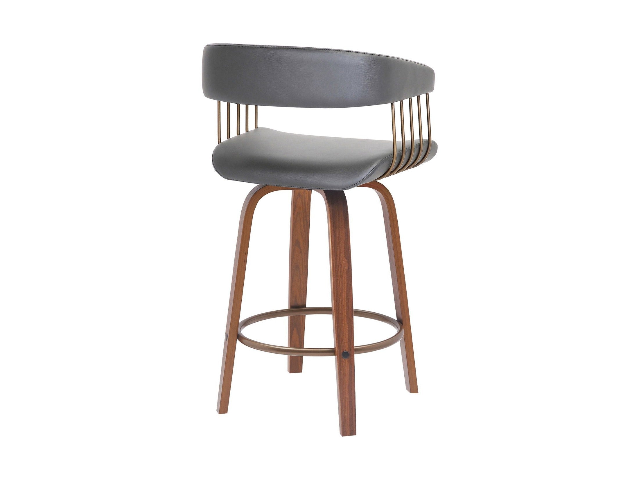 Topanga - Swivel Walnut Wood Stool