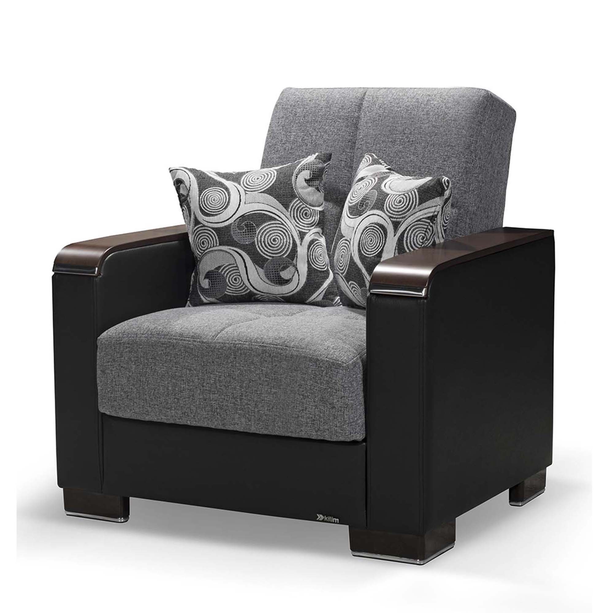 Ottomanson Armada X - Upholstered Convertible Wood Trimmed Armchair With Storage
