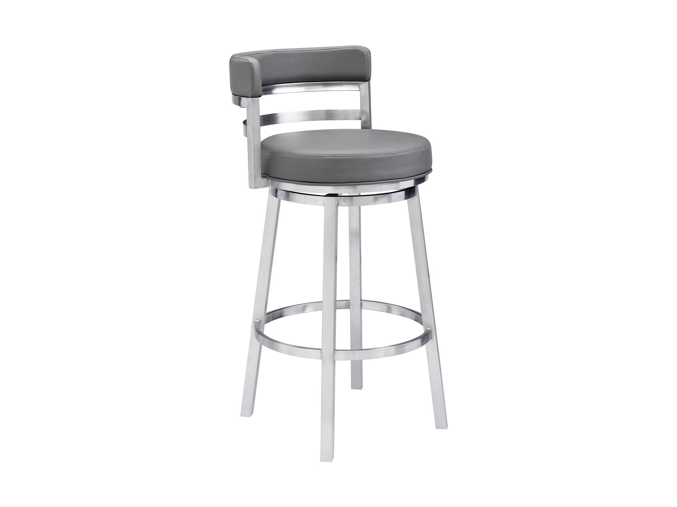Titana - Swivel Faux Leather And Brushed Stainless Steel Bar Stool