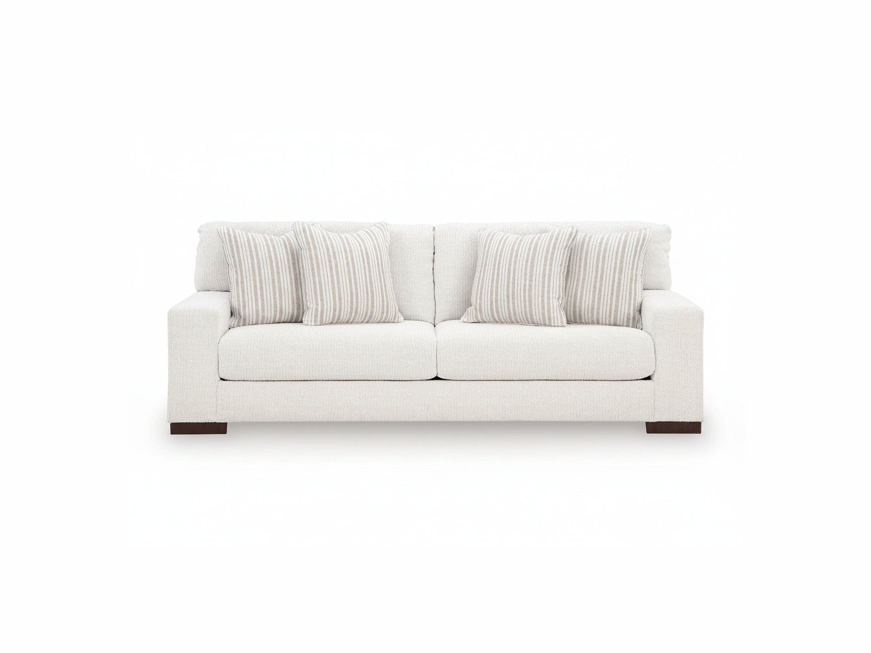 White Hartside sofa with striped cushions on a white background.