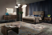 Accademia modern bedroom set with a bed, side tables, and decorative elements.