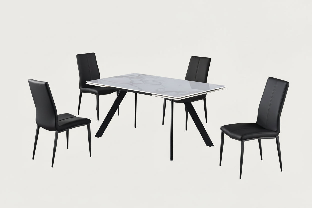 Alexandra 5-pc dining room set with four chairs on a white background