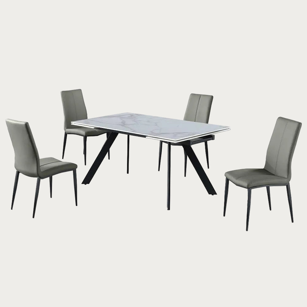Alexandra 5-pc dining room set with four chairs on a white background