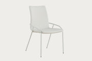 Alicia white side chair with metal frame on a white background