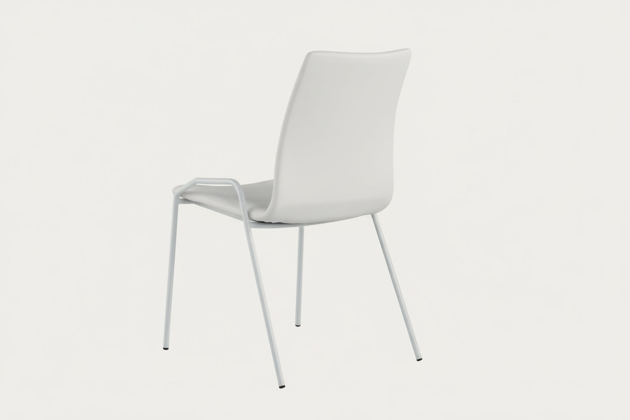 Alicia white side chair with metal legs 