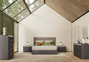 Amy Storage Bedroom Set with LED Lights & Upholstered Headboard