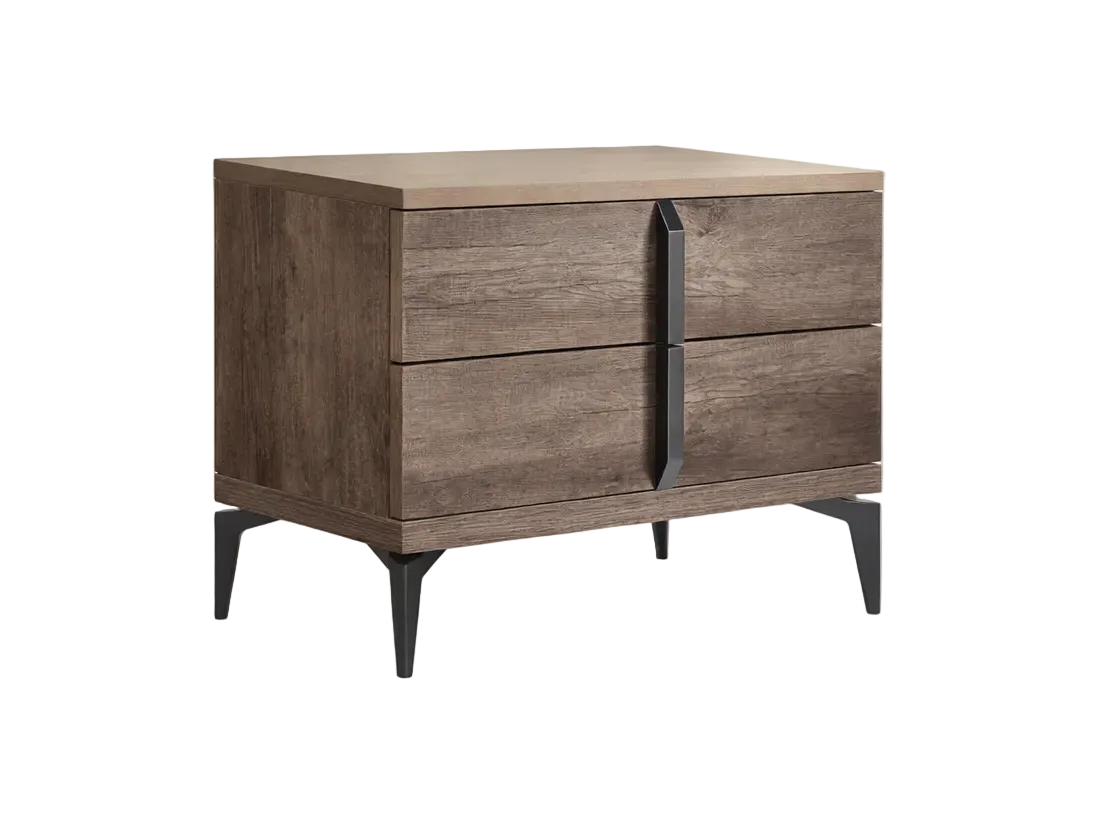 Matera wooden dresser with two drawers on a white background.