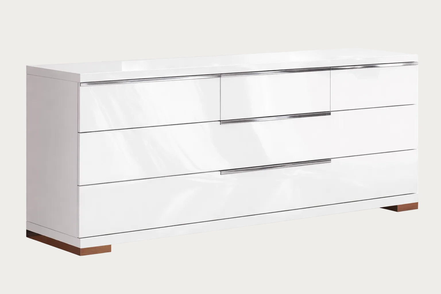 A white Asti dresser with multiple drawers on a white background