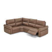 Barga Leather Sectional with Dual Power Recliners – Mud Yellow Leather