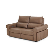 Barga Leather Loveseat with Dual Power Recliners – Mud Yellow Leather