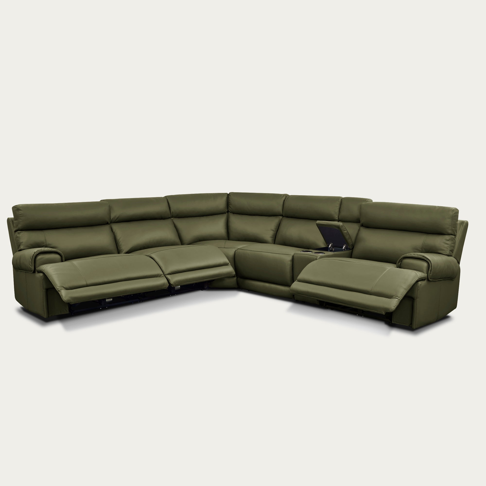Baron Olive green sectional sofa on a white background