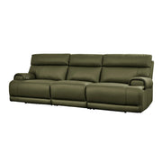 Baron olive leather sofa on a white background.