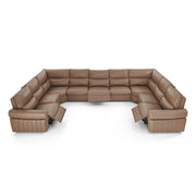 Barga 9-Piece Leather Sectional with Three Power Recliners – Mud Yellow Leather