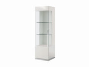 Canova tall glass display cabinet with white base and top on a white background.