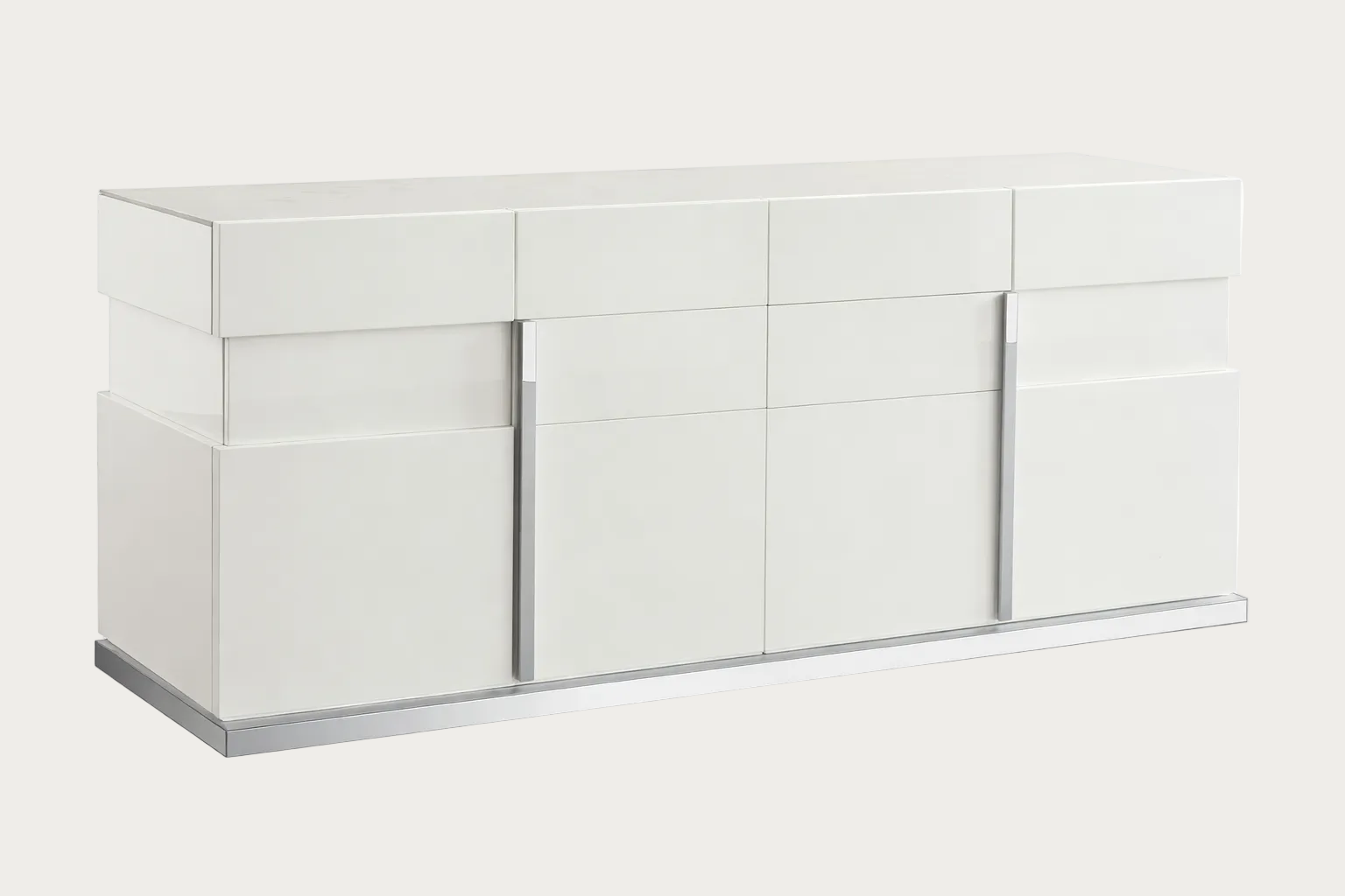 Canova white modern 4-door sideboard on a white background