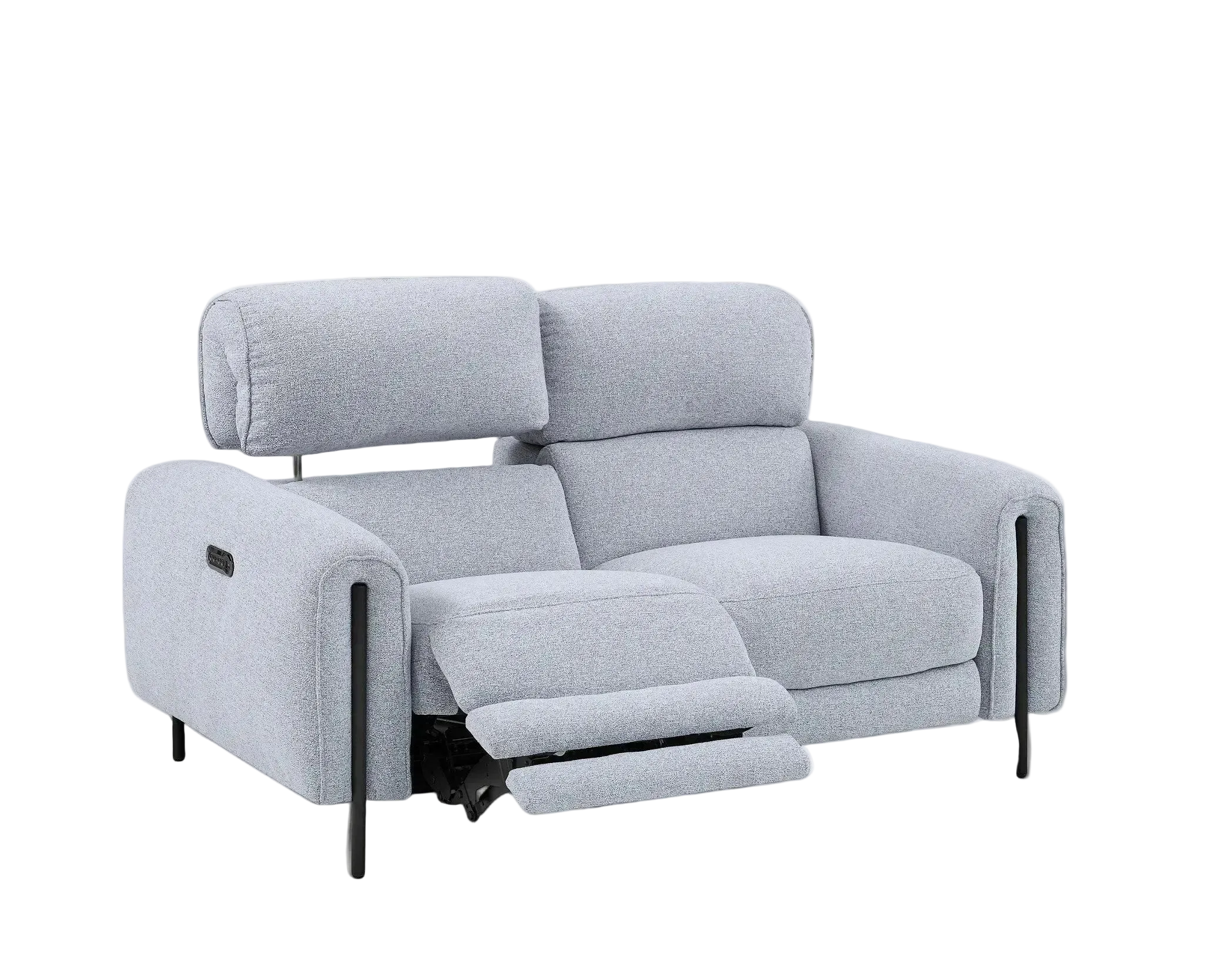 Charm Fabric Loveseat with Two Recliners, Frost