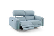 Charm Fabric Loveseat with Two Recliners, Angel Blue