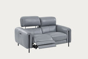 Charm Leather Loveseat with Two Recliners, Sleet