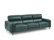 Charm Leather Sofa with Two Recliners, Kelp