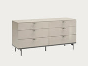 BeThe Claire beige dresser with six drawers on a white background
