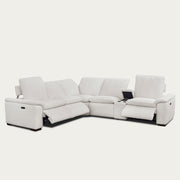 Cloudy white sectional sofa with reclining seats on a white background