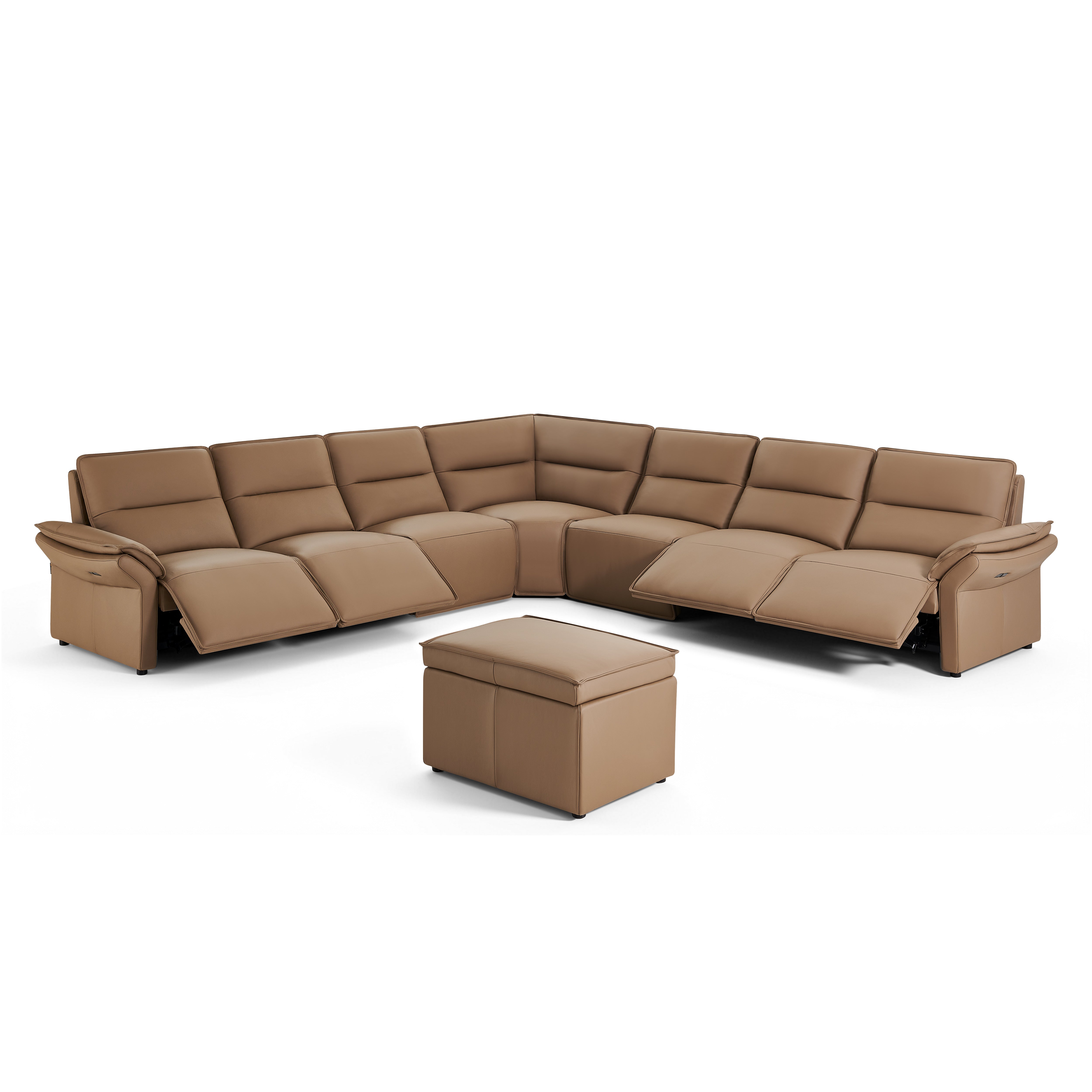 Crown 8-Piece Leather Sectional Set with 4 Recliners