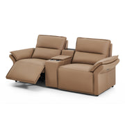 Crown Leather Loveseat with Two Recliners and Cupholder & Storage Console