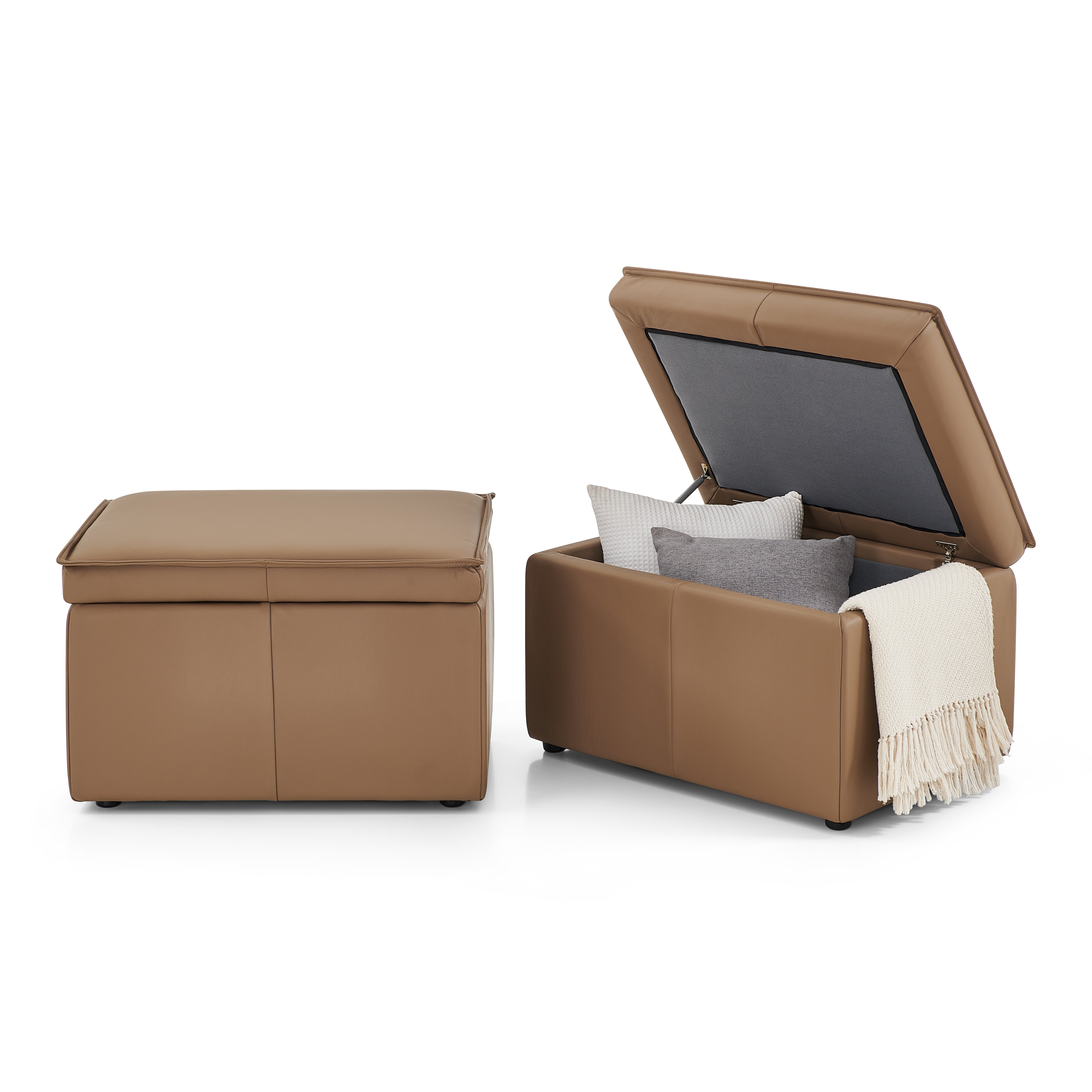 Crown Leather Storage Ottoman